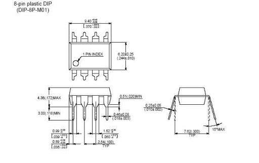 LM358N Operačný zosilňovač 1MHz 3-32V DIP8