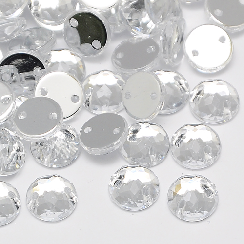 Štrasové kamienky na šitie akrylové okrúhle 18x6mm 5 ks