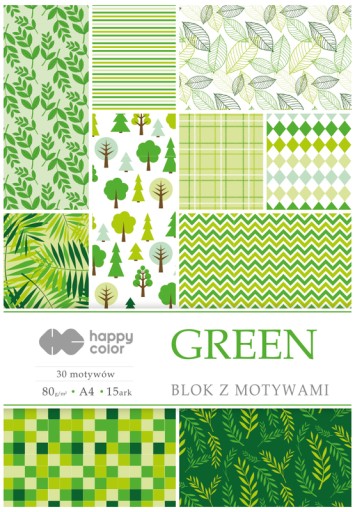 Happy Color Block A4 80g 15 listov so ZELENÝMI motívmi