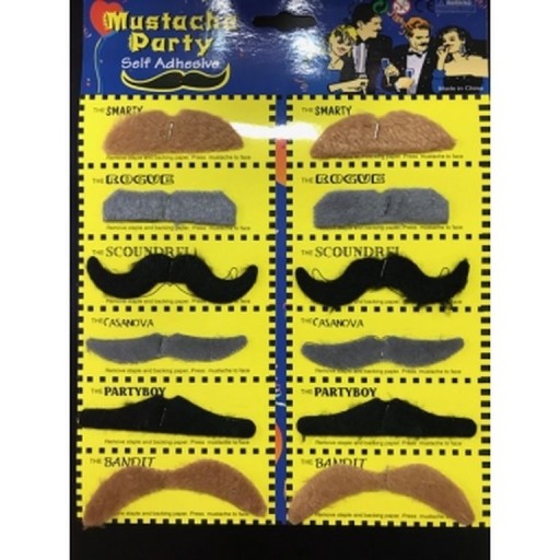 MUSTACHE 12 KS POLICAJT PIRÁT DEVIL KOVBOY GANGSTER
