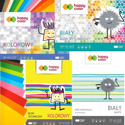 HAPPY FAREBNÉ KRESLENIE BLOK A4 BIELY PAPIER