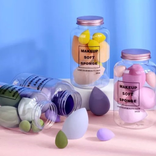 Sada 7 špongií na make-up v tégliku