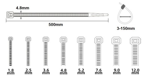 KABELOVÉ VIAZAČKY BIELE 500x4,8mm 100 ks