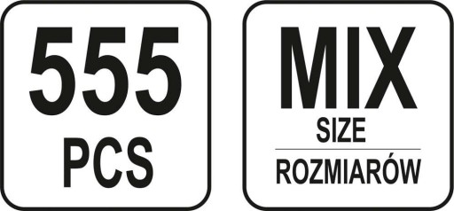 SADA ROVNÝCH KOLÍKOV 555KS MIX YT-06873 YATO