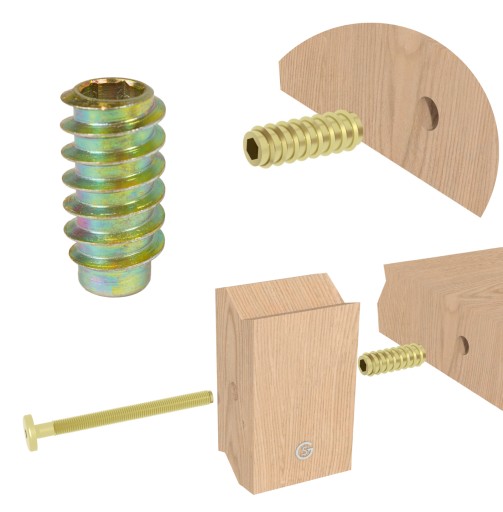 1x Zásuvka M8 x 30 mm, skrutkovaná do dreva, imbusový kľúč 8, záslepka
