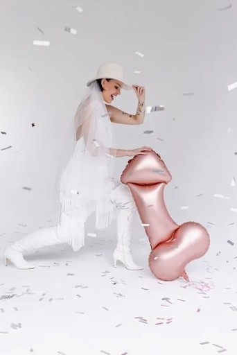 Fóliový balónik na penis, 55,5x112 cm, ružové zlato