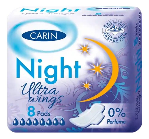 Carin hygienické vložky na noc 8 ks