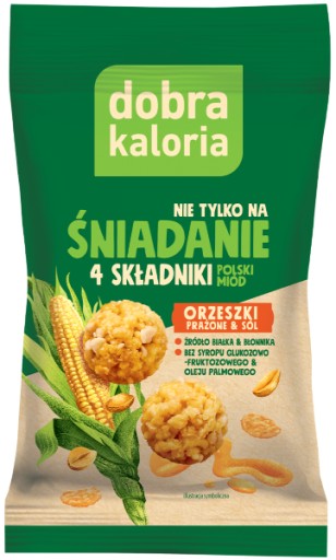 SNACK Dobra Caloria RAŇAJKOVÉ GULKY pražené orechy med so soľou 32 g