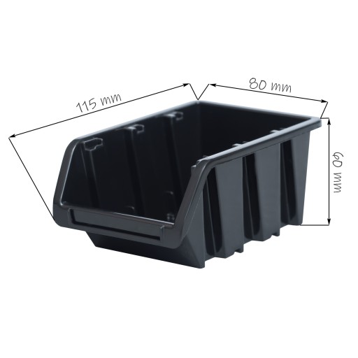 10 x odpadkový box dielenská garáž 80x115x60 mm Čierna