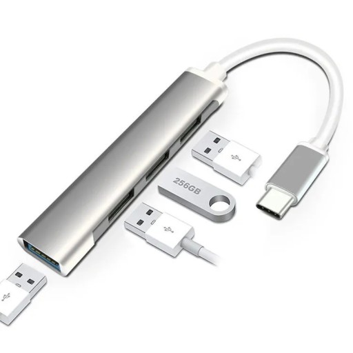 NÁBOJOVÝ ADAPTÉR PORTOVÝ ROZDELIČ USB A na C 3.0 4v1