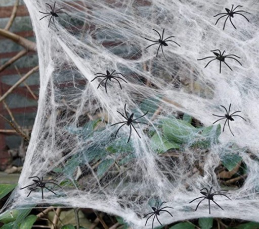 PAVUČINA S PAVÚKMI HALLOWEENSKÉ DEKORÁCIE 25 PAVÚKOV 100x150 CM XL