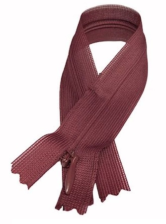 Pevný skrytý zips, bordová 1 22 cm
