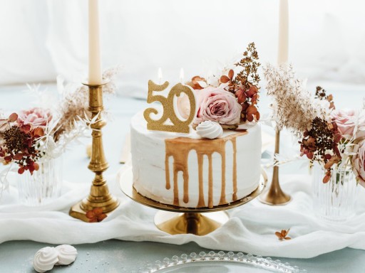 TORTA SVIEČKA - 50. narodeniny ZLATÁ glitrová