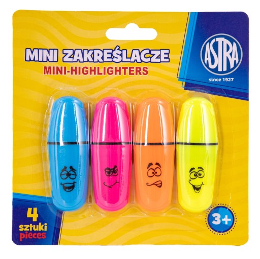 Mini zvýrazňovače, 4 ks Astra blister