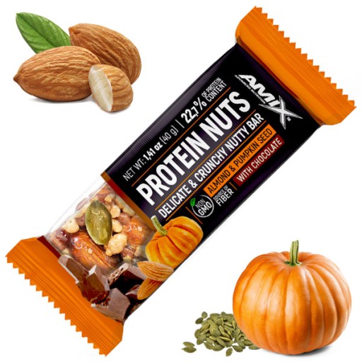PROTEÍNOVÁ TYČINA AMIX MANDLE, TEKVICE, SLNEČNICA čokoláda - Proteínové orechy