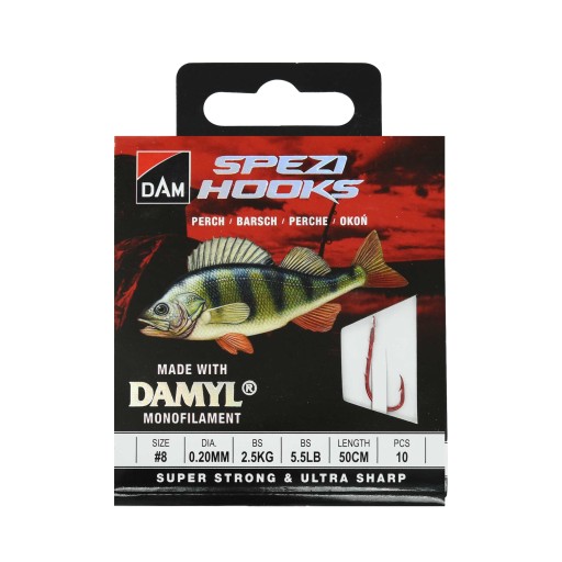 Háčik s nadväzcom DAM Spezi Perch veľkosť 8 dĺžka 50cm 10ks