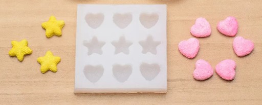 Silikónová forma na sviečky vosk mydlo živicová omietka MINI HEARTS STARS 3D