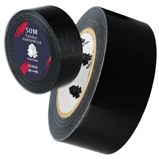 Vystužená opravná páska Silná 48 mm 50 m čierna čierna textilná lepiaca páska