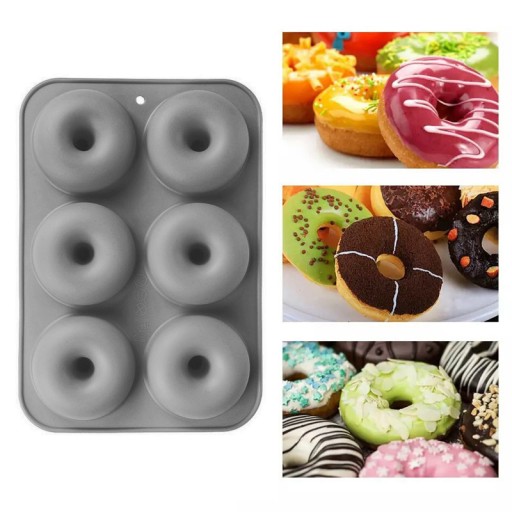 SILIKÓNOVÁ FORMA NA DONUTY, 6 KS, SIVÁ
