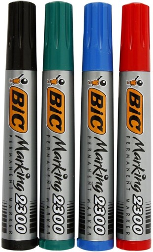 BIC 2300 PERMANENTNÝ ZNAČOVAČ 4 farby ČIERNA ČERVENÁ MODRÁ ZELENÁ