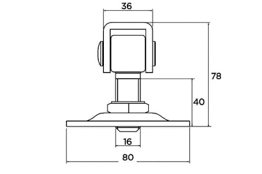 Nastaviteľný pánt M16 s doskou 80x80x3 mm na bránu