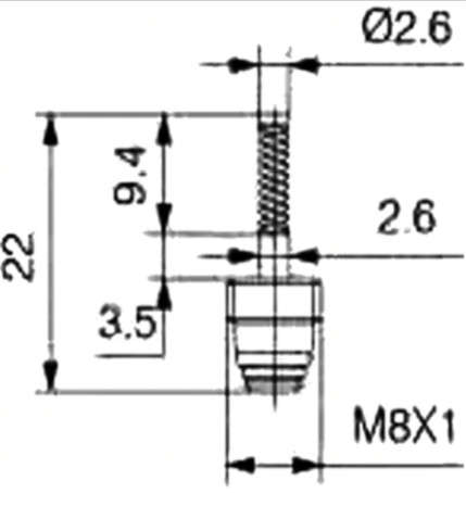 Ventilátor, servisný ventil klimatizácie, 21,8 x 8 mm