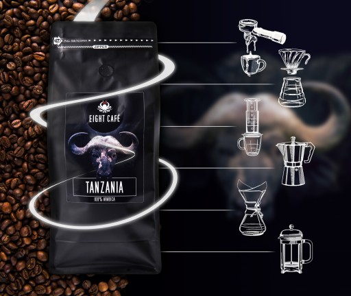 Čerstvo pražené kávové zrná 100% Arabica Tanzánia 50G pre kávovar na espresso