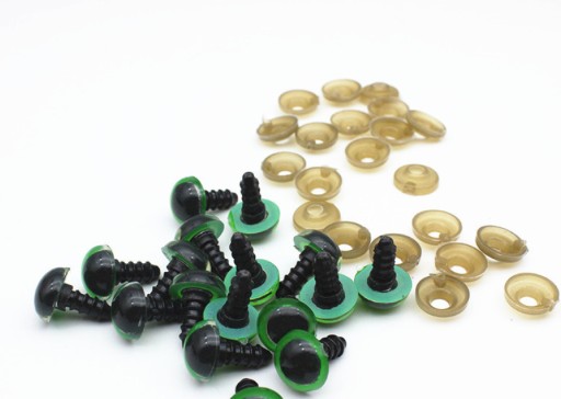 Eyes Eyes for toy maskots Green 16mm 10 ks (5 párov) so svorkami