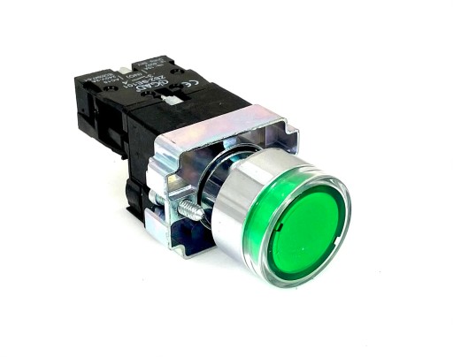 Zelené LED podsvietené tlačidlo 24V AC/DC štart 1xNO