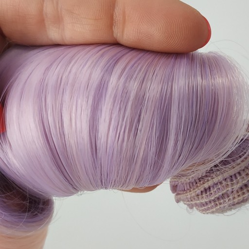 FIALOVÁ + RUŽOVÁ Ombre - Kučeravá 15cm - Vlasy pre bábiku