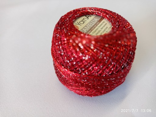 Camellia YarnArt metalická šnúra, červená416