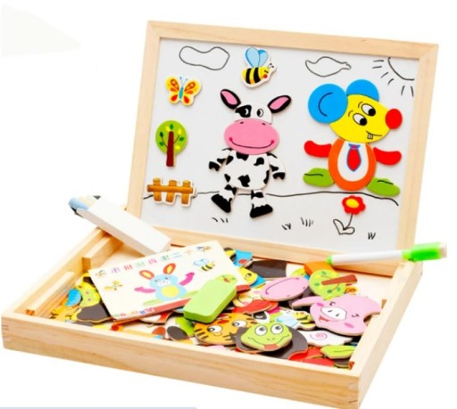 MAGNETICKÁ TABUĽA PRE DETI, edukačné drevené magnetické puzzle