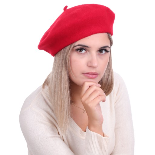 Dámska baret vo francúzskom štýle červenej farby