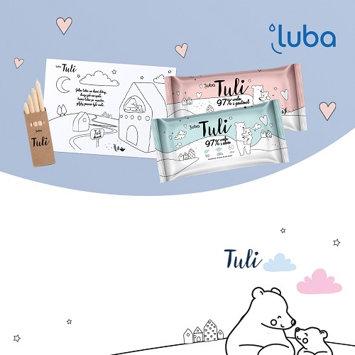 LUBA Tuli vlhčené obrúsky pre deti Voda a Aloe - 60 listov