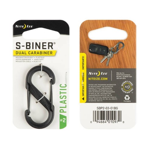 Nite Ize S-Biner #2 Plastic Black Gate Black