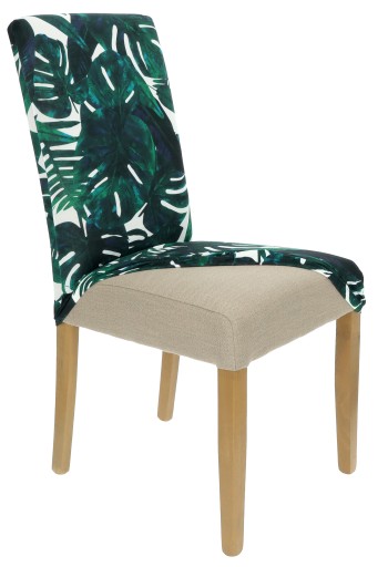 POTAH NA STOLIČKU MONSTERA, ZELENÉ PALMOVÉ LISTY, PRUŽNÉ VZORY