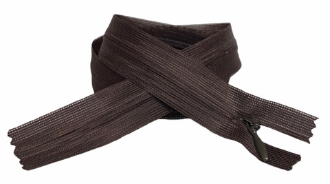 Pevný skrytý zips, čokoládový, 30 cm
