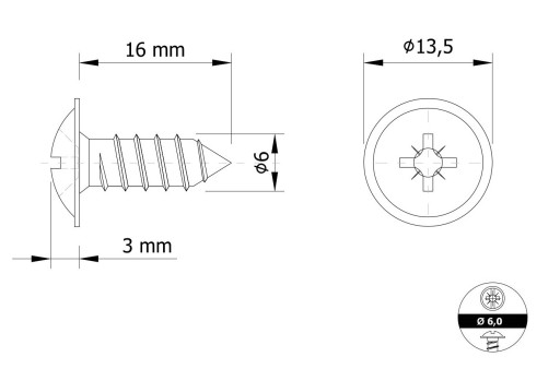 Skrutka do dreva 6,0 x 16 mm