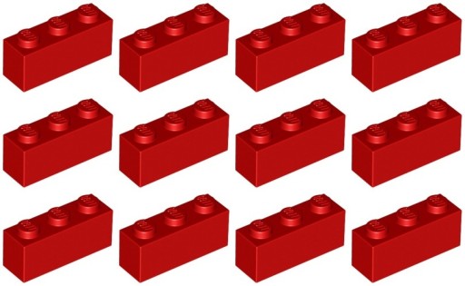 LEGO 3622 BRICK 1x3 červená NOVINKA (15g) 12 ks.