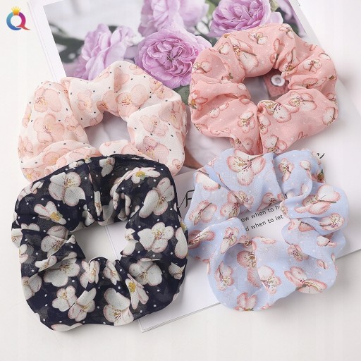 Vlasy scrunchie scrunchie scrunchie, zelená, bodkovaná, boho