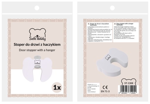 Bezpečnostná zarážka s háčikom, zámkom, zarážkou dverí, klinom dverí SafeTeddy