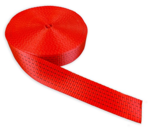 Polyesterový popruh, šírka 50 mm, 7,5T, červený