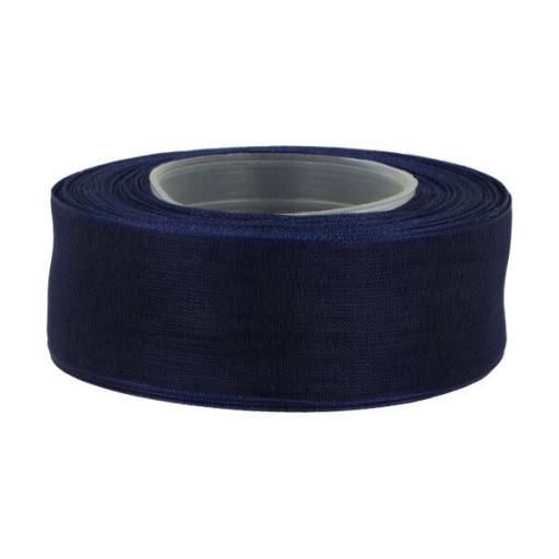 ŠIFÓNOVÁ STUHA, NAVY MODRÁ, polyesterová STUHA 25mm, ORGANZA 3160