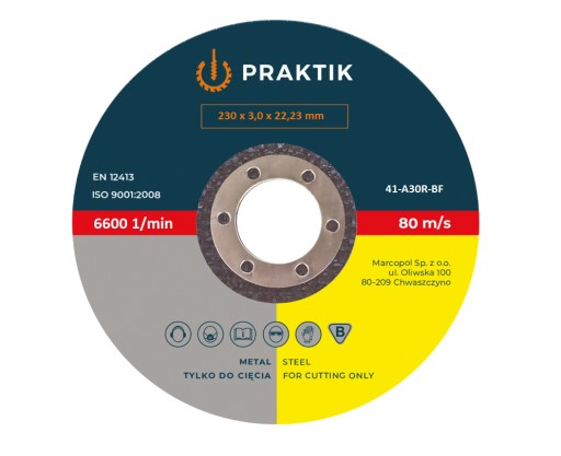 1x KOVOVÉ REZNÉ KOTÚČE 230x3,0x22,23mm PLOCHÉ