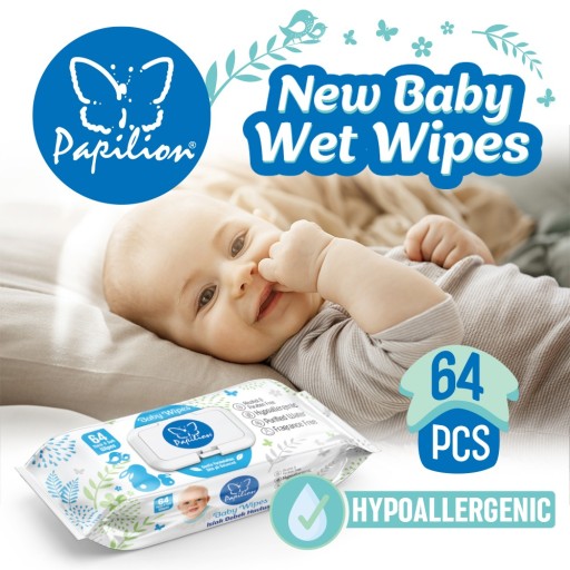 Vlhčené obrúsky PAPILION BABY PRE DETI A BOJČATÁ 64 ks