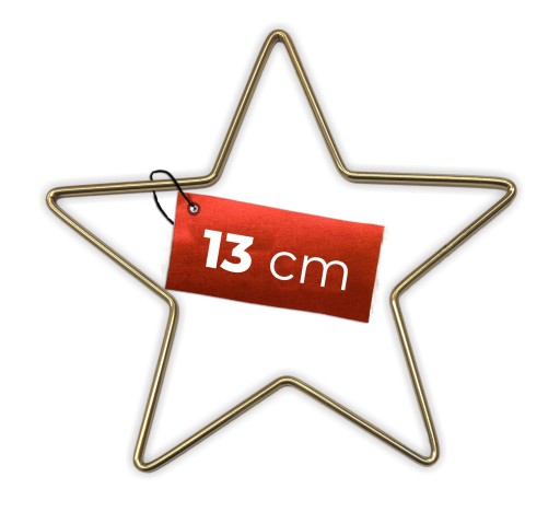 Kovová hviezda ZLATÁ 13 cm drôtená obruč