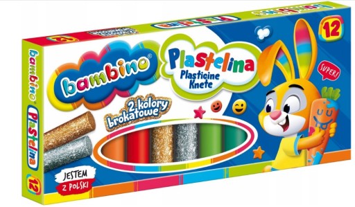 BAMBINO SCHOOL PLASTICINE 12 FAREB ZLATÝ STRIEBORNÝ GLITR
