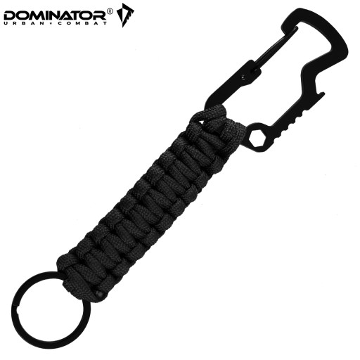 PRSTEŇ NA KĽÚČENKU DOMINATOR PARACORD CRABINER, ČIERNA
