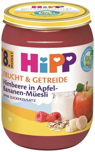 HIPP BIO Müsli Malina Jablko Banán Cereálie Jogurt 8m 190g