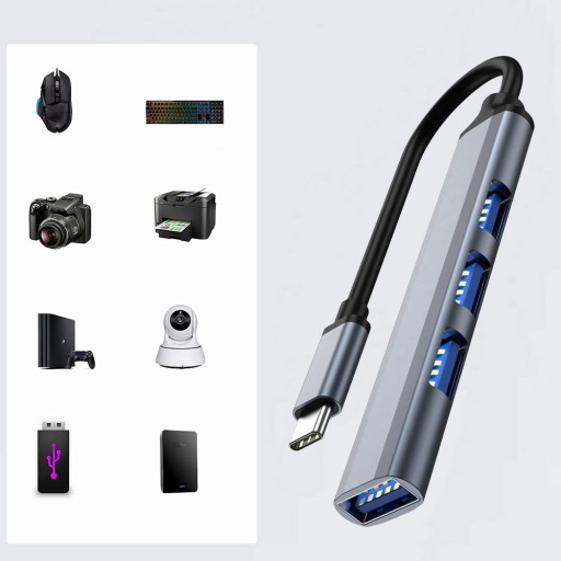 ADAPTÉR ROZDEĽOVAČ ADAPTÉROVÝ ROZBOČOVAČ USB-C 3.1 OTG 4x USB-A